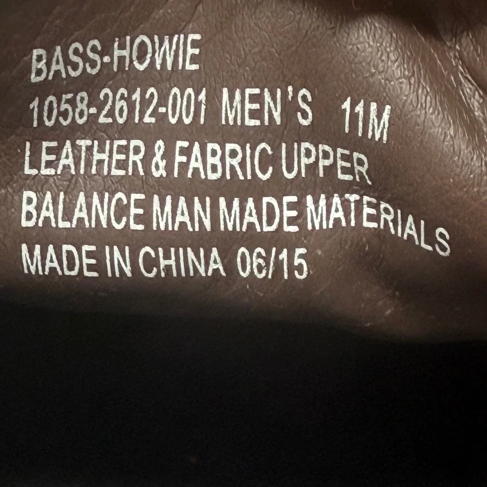 Bass Mens Howie Shoes 11 Black Leather Herringbone Wingtip‎ Oxford Preppy READ
